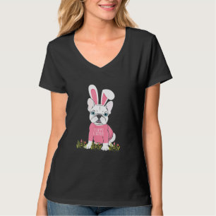 T-shirt Sympa Français Bulldog Lapin de Pâques Oreilles Gr