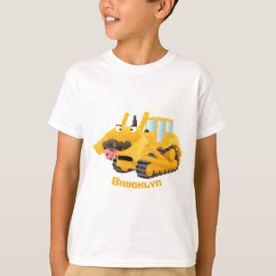 T-shirt Sympa joli caractère de dessin animé au bulldozer 