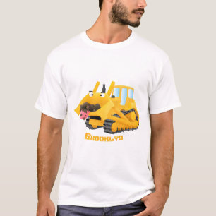 T-shirt Sympa joli caractère de dessin animé au bulldozer 