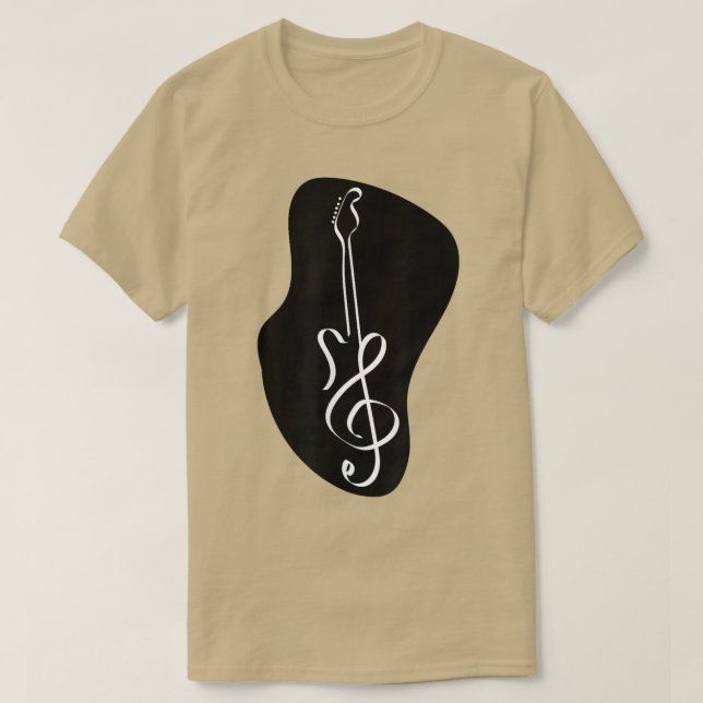 T-shirt Sympa Musique Note Guitare En FormeNoir Et Blanc (Design devant)