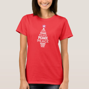 T-shirt Sympa Noël Arbre de Paix Custom Initial Rouge