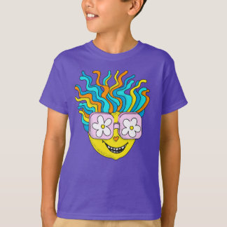 T-shirt Sympathique caractère souriant avec lunettes roses