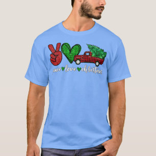 T-shirt Sympathique Voyant de Paix Lover Noël Plaid Camion