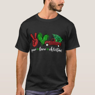 T-shirt Sympathique Voyant de Paix Lover Noël Plaid Camion