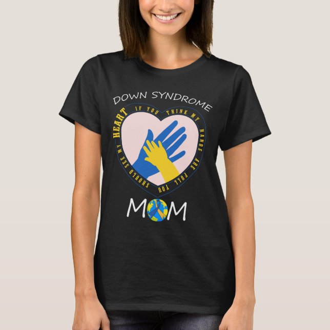 T-shirt Syndrome de Down Maman Chemise, Jaune Bleu Ribbon  (Devant)