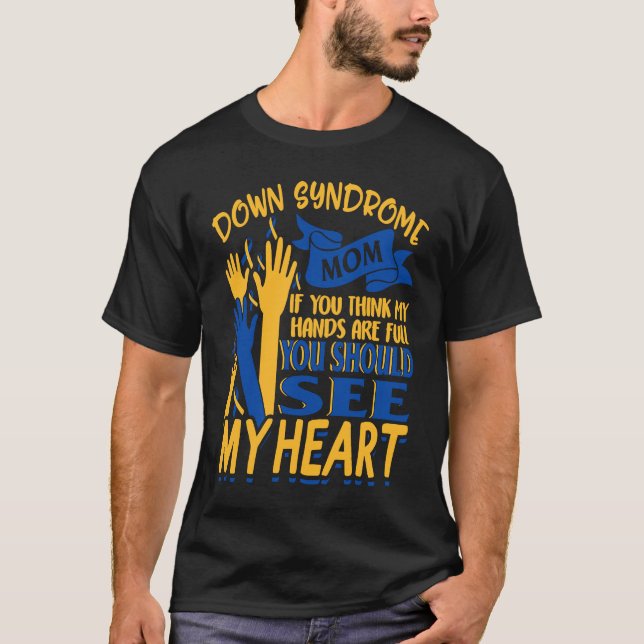 T-shirt Syndrome de Down Maman Sensibilisation Amour jaune (Devant)