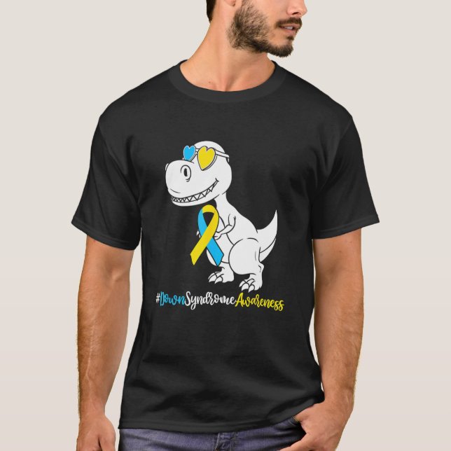 T-shirt Syndrome de Down T Rex Dinosaur, Garçons Enfants T (Devant)