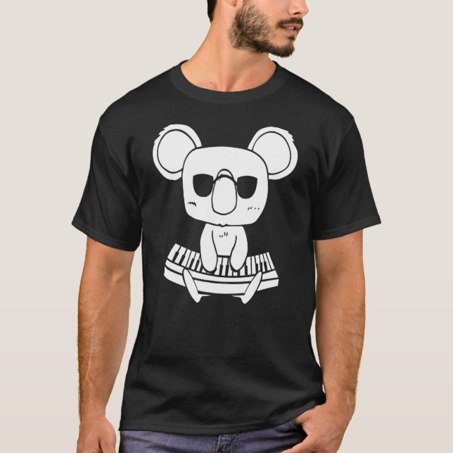 T-shirt Synthéseur Clavier Instrument Koala Comme Clavier (Devant)