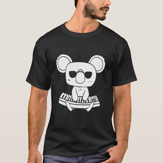 T-shirt Synthéseur Clavier Instrument Koala Comme Clavier (Devant)