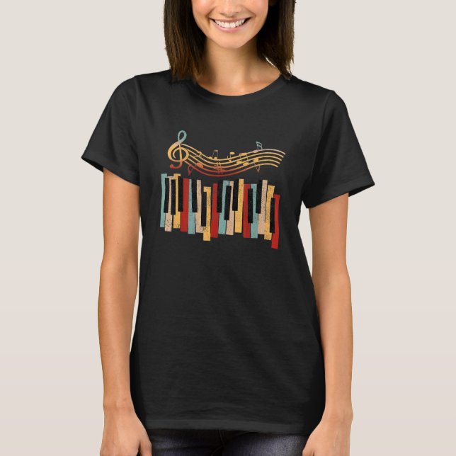 T-shirt Synthétiseur De Clavier Piano Et Clé Arbable (Devant)