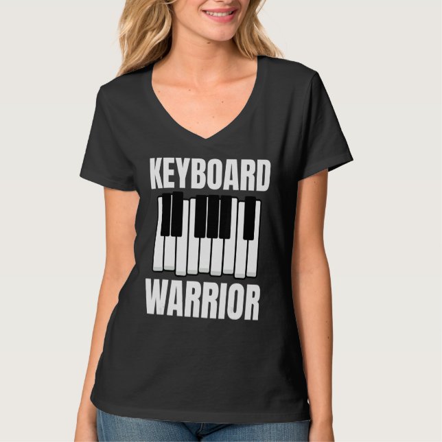 T-shirt Synthétiseur de producteur de musique Keyboard War (Devant)