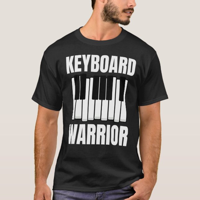 T-shirt Synthétiseur de producteur de musique Keyboard War (Devant)