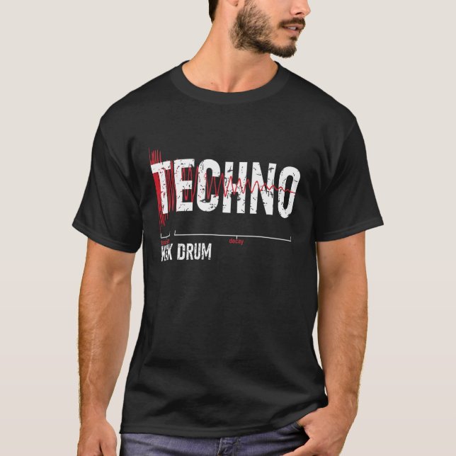 T-shirt Synthétiseur de tambour Techno Kick (Devant)