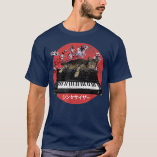 T-shirt Synthétiseur Japonais Chat Cerry Blossom