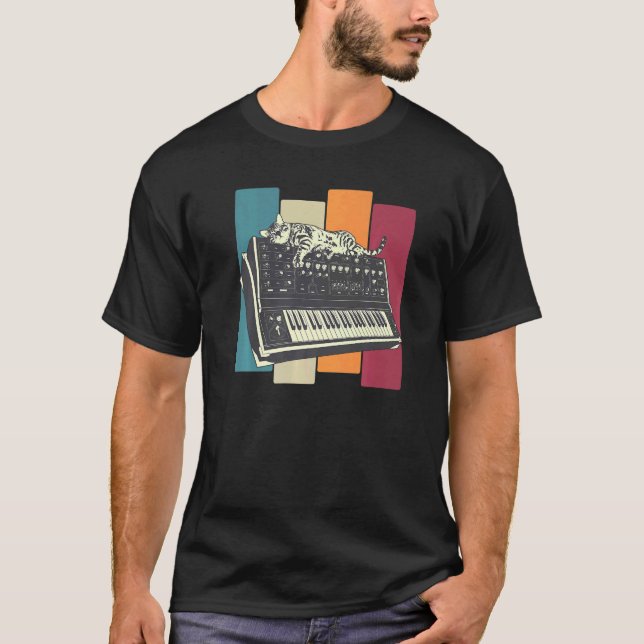 T-shirt Synthétiseur modulaire Clavier Synthétiseur Cat (Devant)