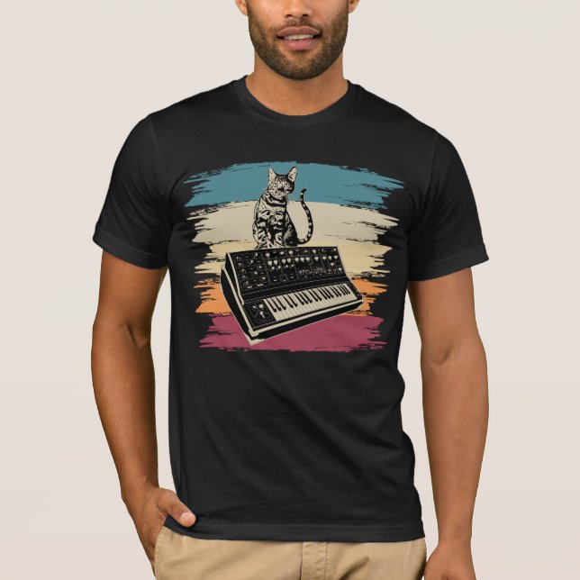 T-shirt Synthétiseur modulaire Musique électronique Chat a (Devant)