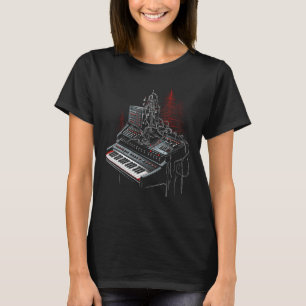 T-shirt Synthétiseur Musique EDM Clavier Arbres de Noël Mu