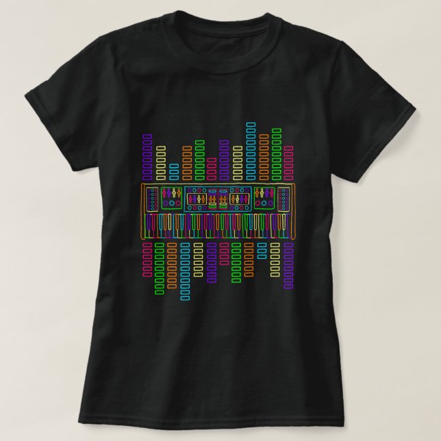 T-shirt Synthétiseur synthétiseur de piano Techno analogiq (Design devant)