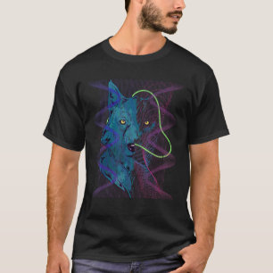 T-shirt Synthwave 80s Art Predator Wolf Retro Animal Vapor