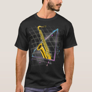 T-shirt Synthwave 90s Saxophoniste Jazz Musicien Saxophone