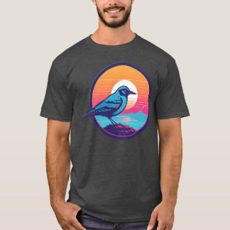T-shirt Synthwave Blue Bird garçon retro