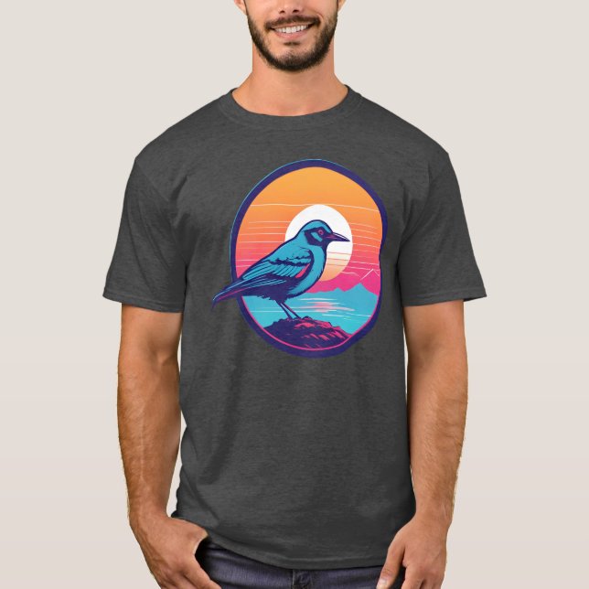 T-shirt Synthwave Blue Bird garçon retro (Devant)