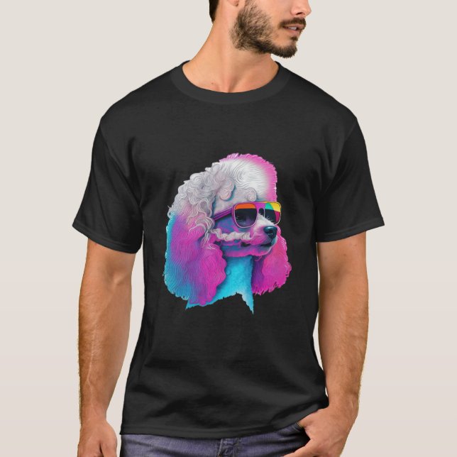 T-shirt Synthwave Caniche Esthétique Rétro-onde 80s  2 (Devant)