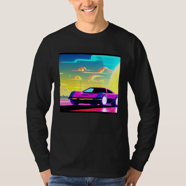 T-shirt Synthwave car outrun retrowave futuresynth sci fi  (Devant)