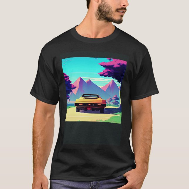 T-shirt Synthwave car outrun retrowave futuresynth sci fi  (Devant)