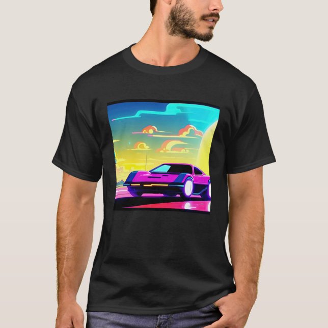 T-shirt Synthwave car outrun retrowave futuresynth sci fi  (Devant)