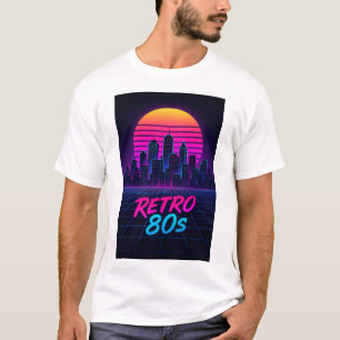 T-shirt Synthwave City Skyline 80s rétro