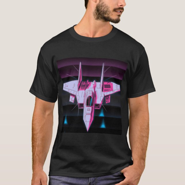 T-shirt Synthwave Fighter Jet Tee (Devant)