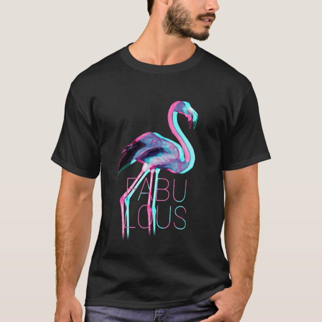 T-shirt Synthwave Flamant rose esthétique Vaporwave Design (Devant)