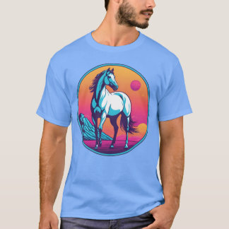 T-shirt Synthwave Horse fille