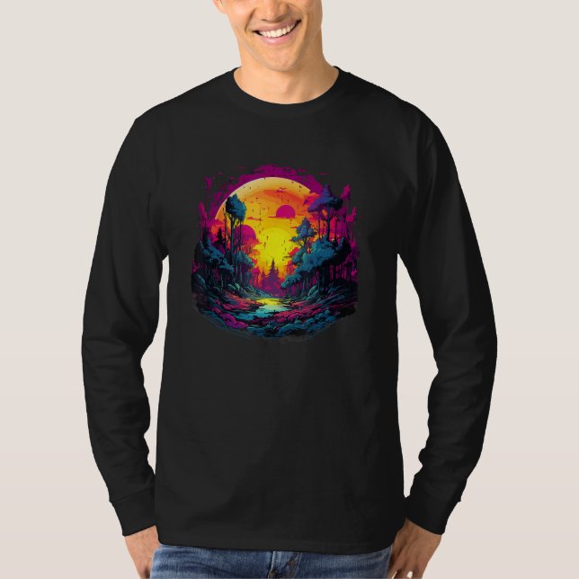 T-shirt Synthwave Music Festival Forest (Devant)