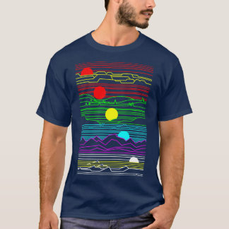 T-shirt Synthwave Outrun Paysages Montagnes Collines du dé