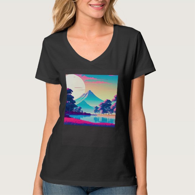 T-shirt Synthwave outrun retrowave futuresynth science-fic (Devant)