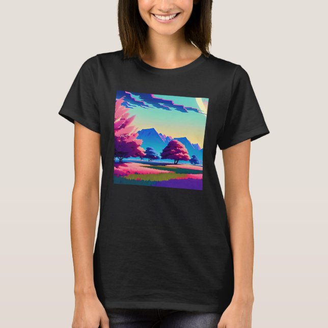 T-shirt Synthwave outrun retrowave futuresynth science-fic (Devant)