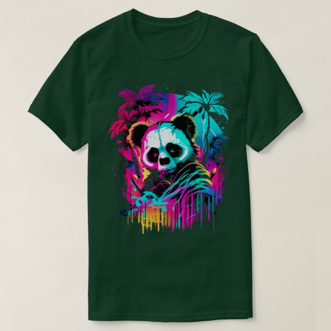 T-shirt Synthwave Panda Rare Panda Graphisme Cyberpunk Art (Design devant)