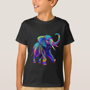 T-shirt Synthwave Rétro Éléphant Trompe en l'air Chakra Y