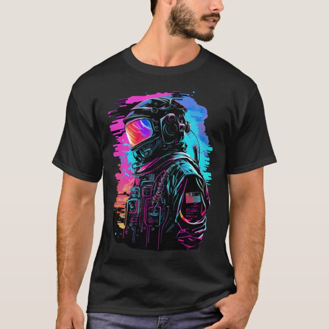 T-shirt Synthwave Retrowave Astronaut Retro Graphic (Devant)