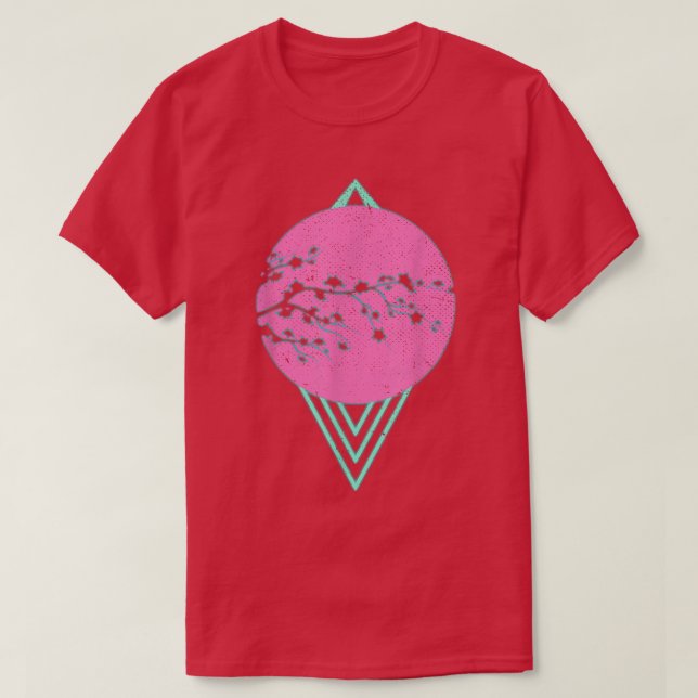 T-shirt Synthwave Sakura Flower Japon 80s Vaporwave Cherry (Design devant)