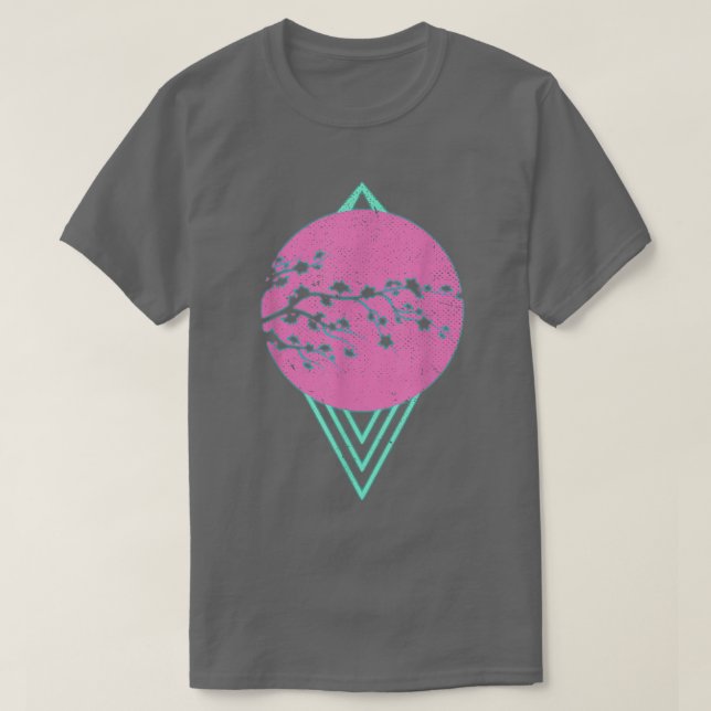T-shirt Synthwave Sakura Flower Japon 80s Vaporwave Cherry (Design devant)