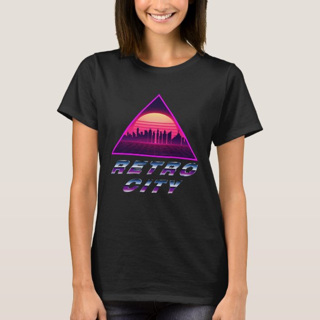 T-shirt Synthwave Vague Citadine Rétro Néon Nostalgie des  (Devant)