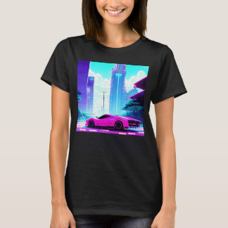 T-shirt Synthwave voiture dérapage retrowave futuresynth s