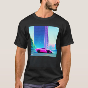 T-shirt Synthwave voiture outrun rétrowave futuresynth sci
