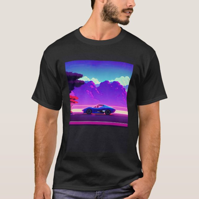 T-shirt Synthwave voiture outrun rétrowave futuresynth sci (Devant)