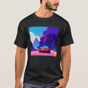 T-shirt Synthwave voiture outrun rétrowave futuresynth sci
