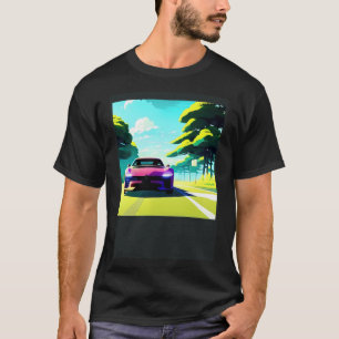 T-shirt Synthwave voiture outrun rétrowave futuresynth sci