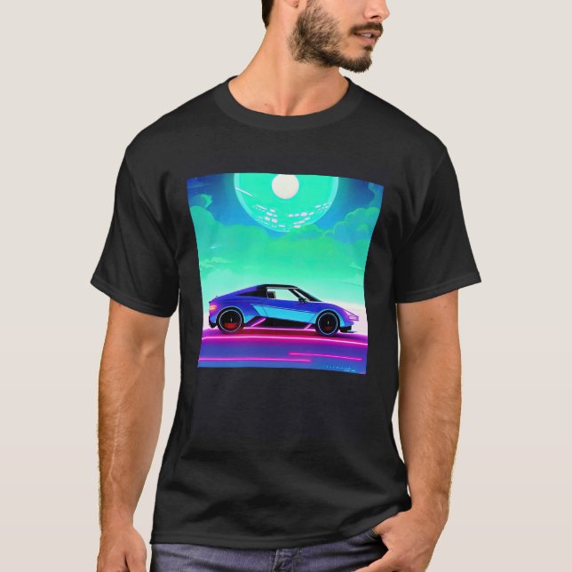 T-shirt Synthwave voiture outrun rétrowave futuresynth sci (Devant)